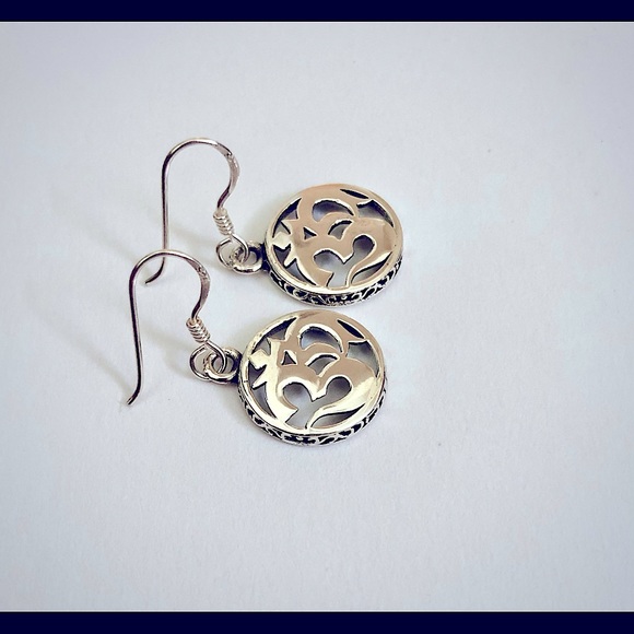 Sterling Silver Ohm Symbol Earrings 🕉 - Picture 2 of 4
